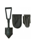 Pala plegable negra de acero inoxidable 58 cm para camping y exteriores con funda de nylon.