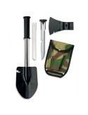 Pala de supervivencia plegable 40cm multifunción con hacha, sierra y cuchillo. Metal resistente.