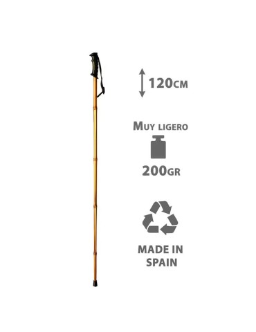 Bastón Senderismo Bambú 120cm Ergonómico Ligero 2