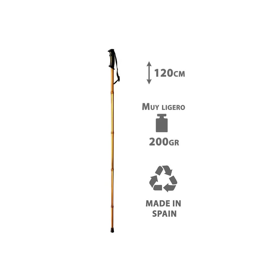 Lightweight Bamboo Hiking Pole with Ergonomic Handle - 120cm