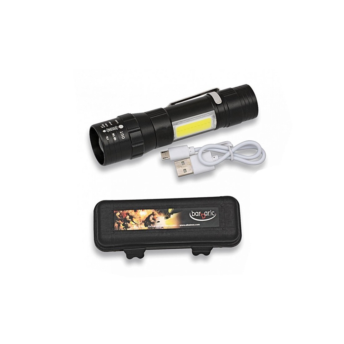 Lanterna Recarregável LED com Clip e USB