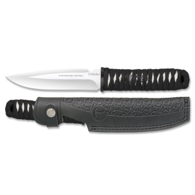 tOKISU knife with leather sheath. 15.3