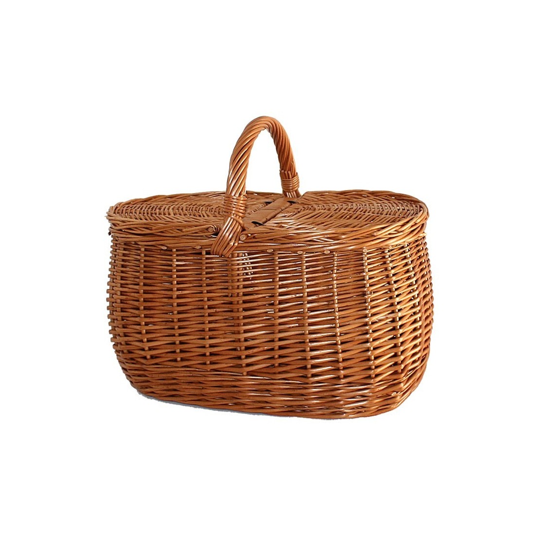 Handcrafted wicker mushroom basket with lids for foraging, 44x27 cm.