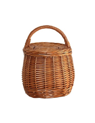 Cesta de mimbre artesanal con tapas para recolectar setas, 44x27 cm. 2