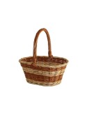 Cesta de mimbre gitana ovalada artesanal para recoger setas y decoración, 34x23 cm.