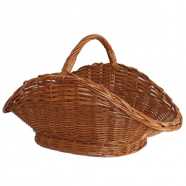 Braided wicker firewood basket