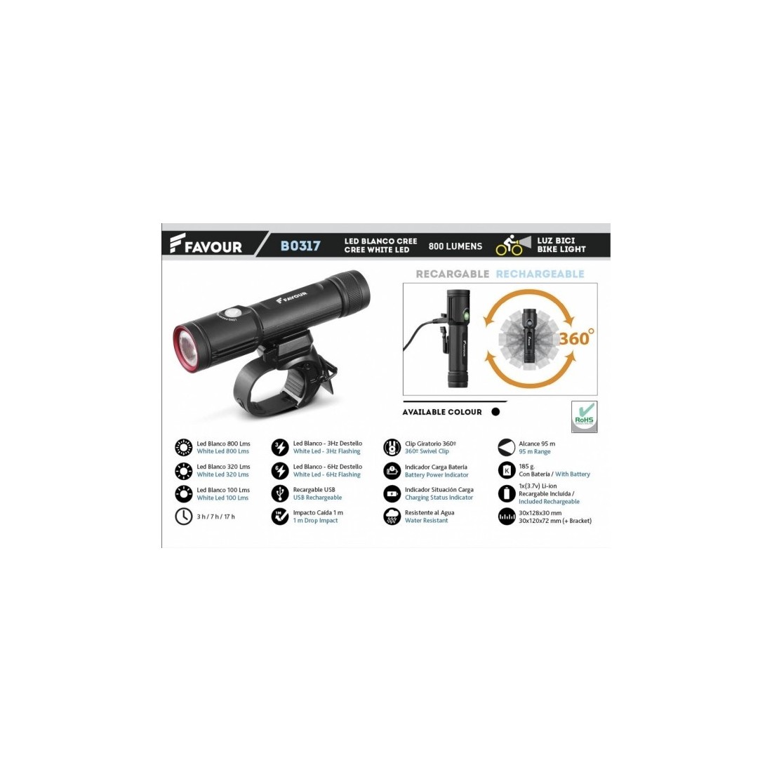 Torcia Ricaricabile 850LM FAVOUR - Potente e Versatile Torcia Ricaricabile 850LM FAVOUR - Potente e Versatile