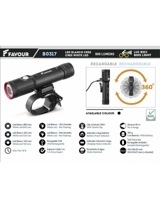 Linterna Recargable 850LM FAVOUR - Potente y Versátil Linterna Recargable 850LM FAVOUR - Potente y Versátil
