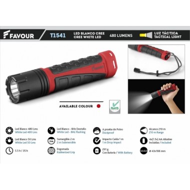 WATER 480LM flashlight. INCLUDES 4 AA