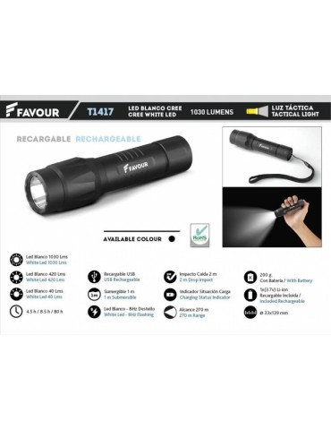 Rechargeable 1030LMS Flashlight - 1030 Lumens, 80hr Battery