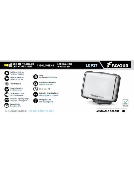 Lampada FAVOUR Ricaricabile 1350 Lumens - Potente e...