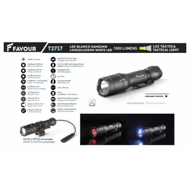 FAVOUR Rechargeable Flashlight 1000 l.