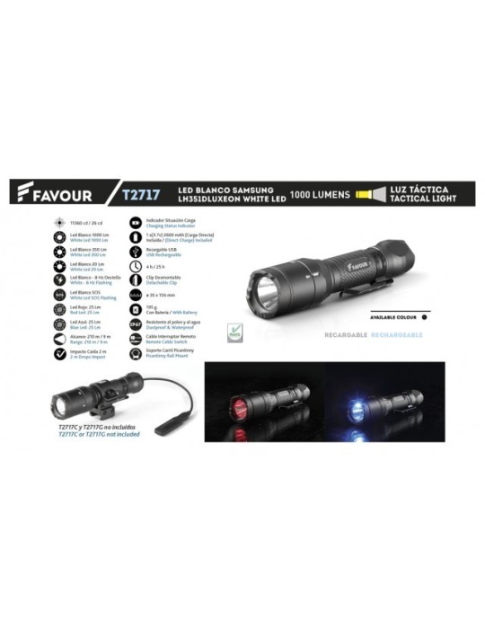 FAVOUR 1000 Lumens Rechargeable Flashlight - Waterproof... FAVOUR 1000 Lumens Rechargeable Flashlight - Waterproof...