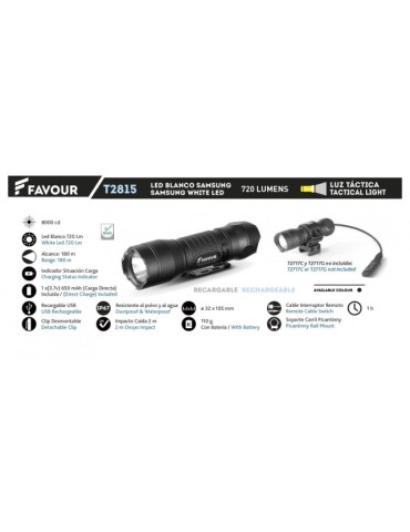 Torcia Ricaricabile FAVOUR 720 Lumens Potente e Duratura