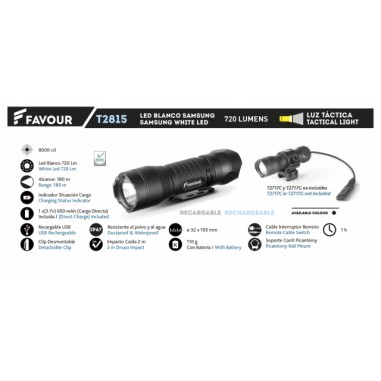 FAVOUR Rechargeable Flashlight 720...