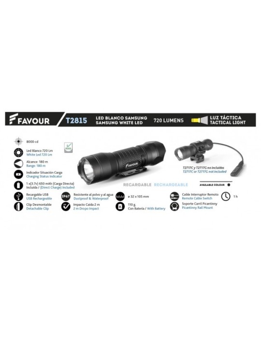 Linterna FAVOUR 720 Lumens Recargable Linterna FAVOUR 720 Lumens Recargable