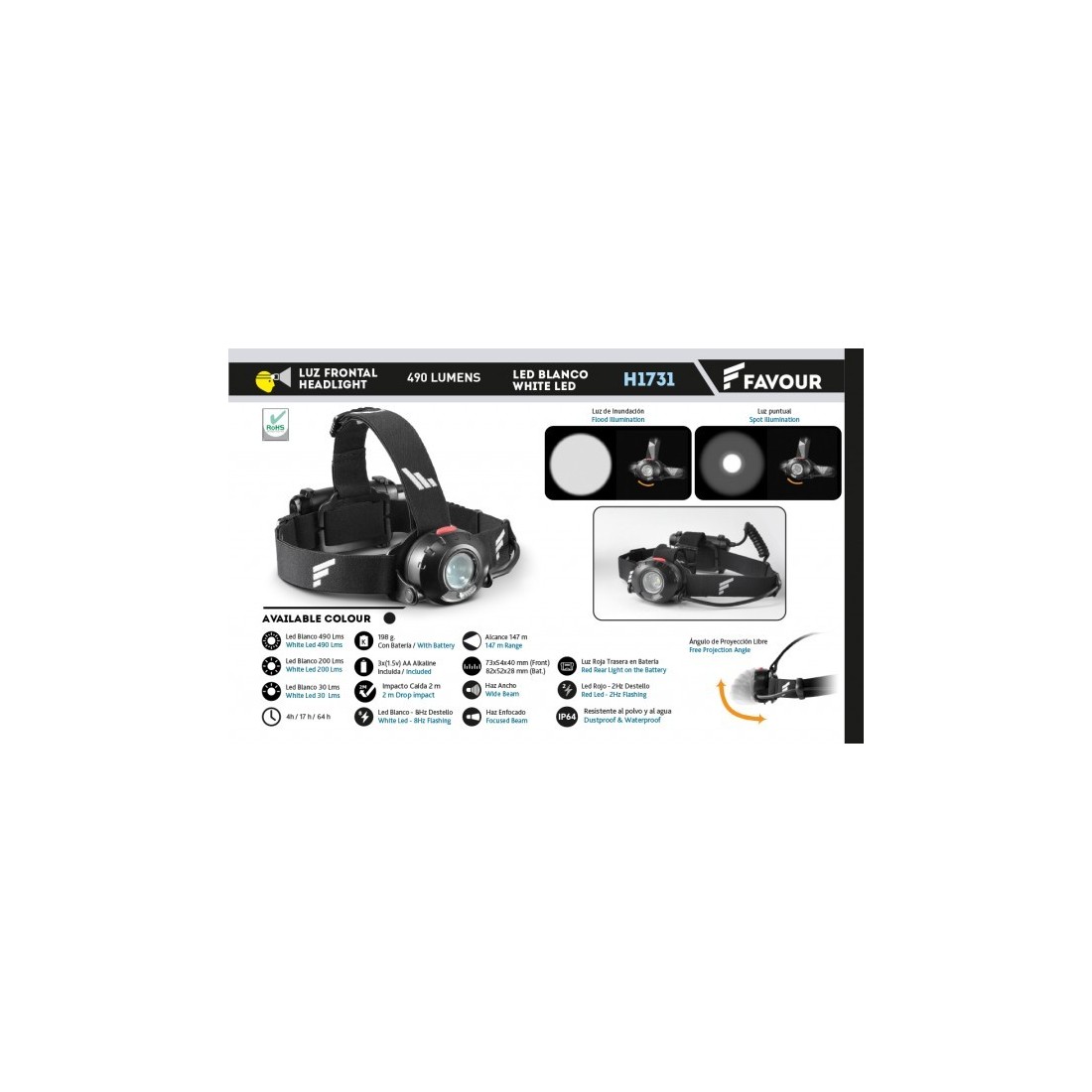Linterna Frontal FAVOUR 490 LUMENS - Libertad Nocturna