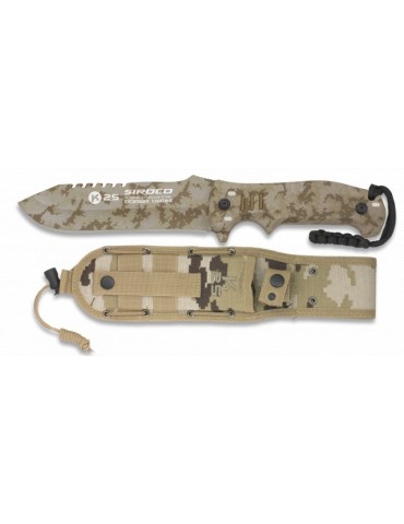 Faca Tática K25 Camo Árido SIROCO - Lâmina Titânio