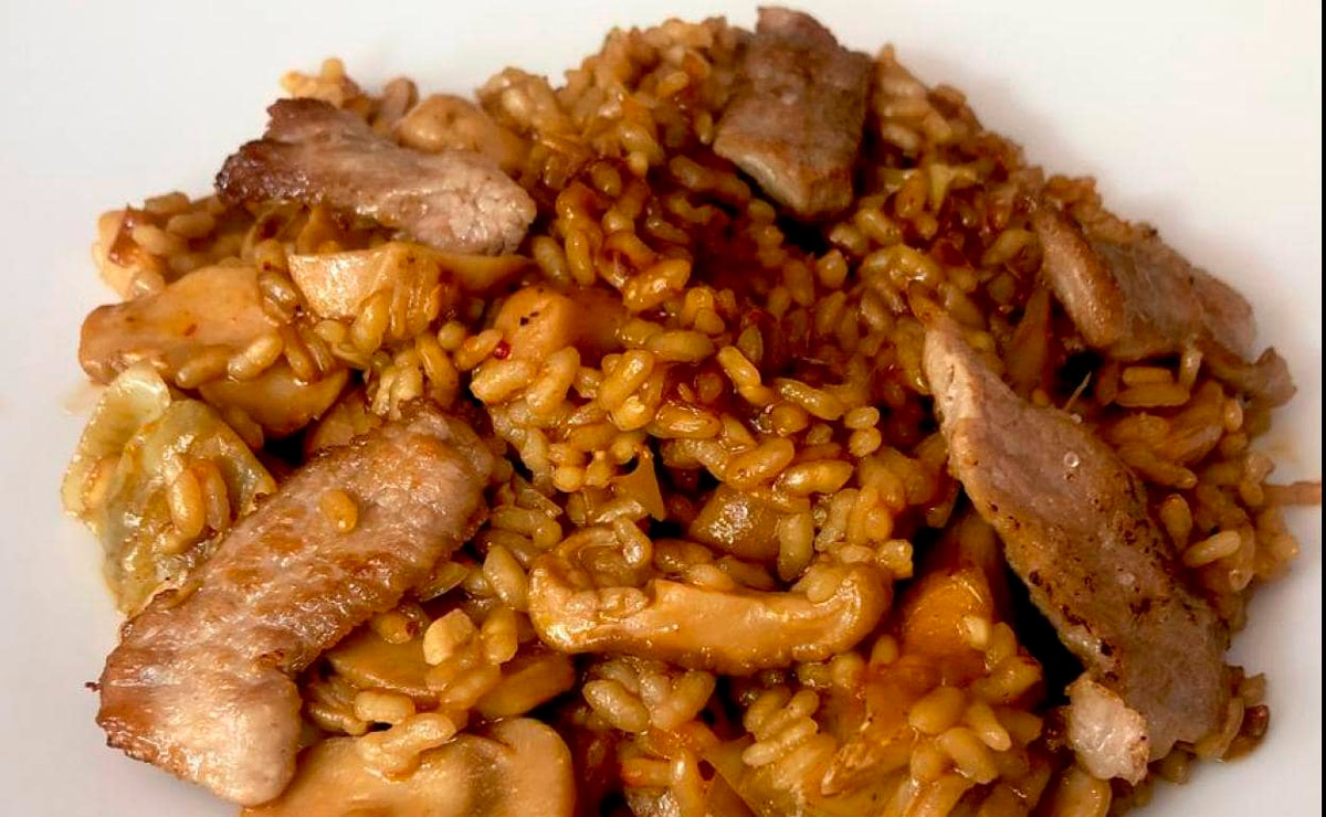 arroz con setas y secreto iberico